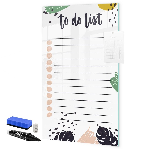 Dry erase board magnetic To-do list with space for photos