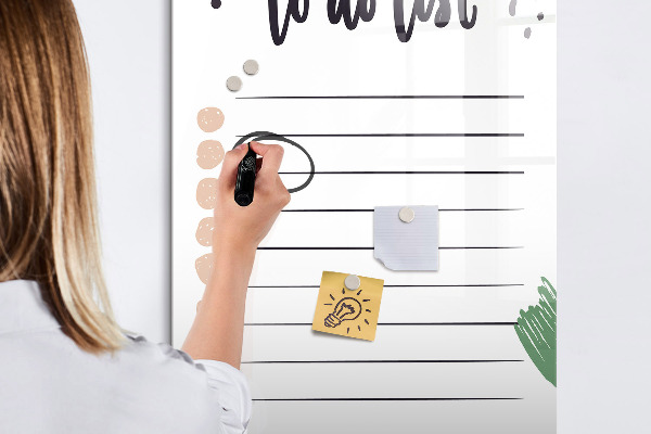 Dry erase board magnetic To-do list with space for photos
