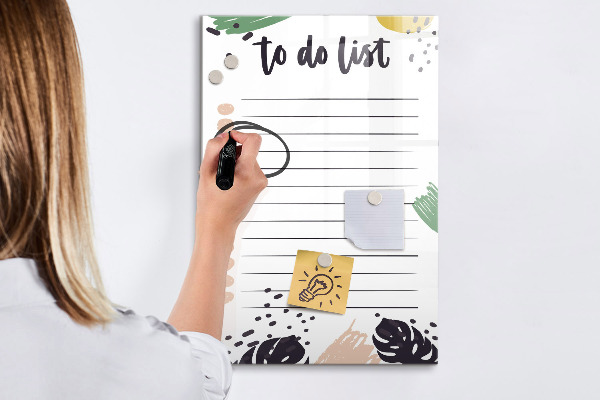Dry erase board magnetic To-do list with space for photos
