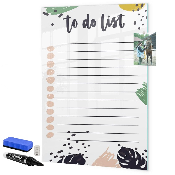 Dry erase board magnetic To-do list with space for photos