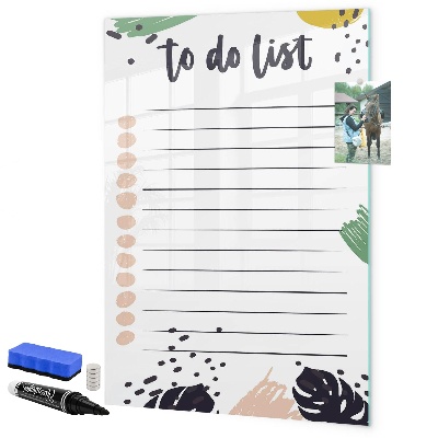 Dry erase board magnetic To-do list with space for photos