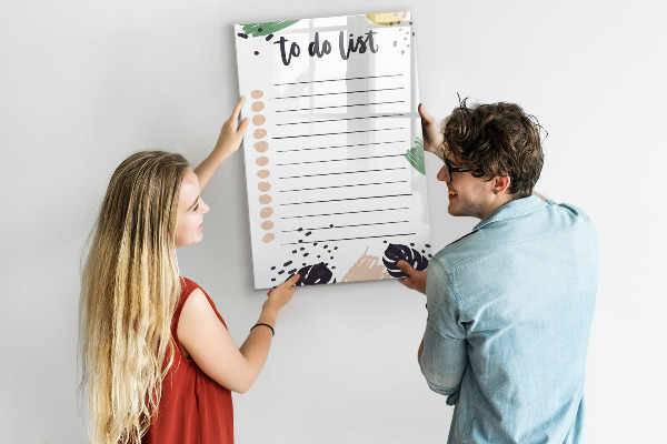 Dry erase board magnetic To-do list with space for photos