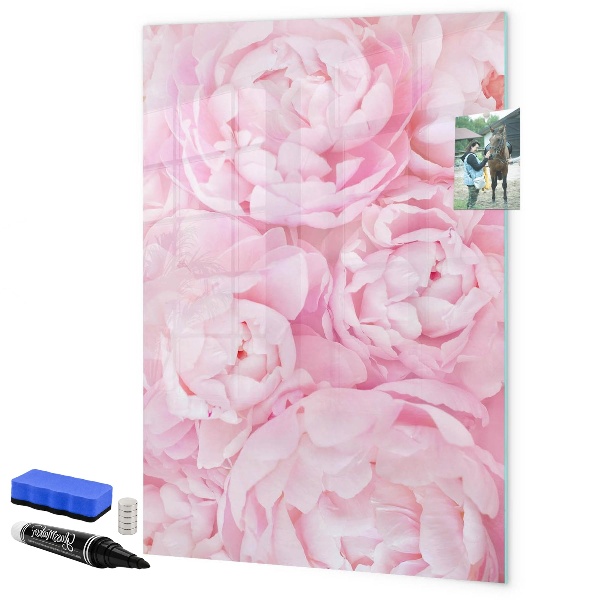 Magnetic dry erase board Floral motif with space for photos