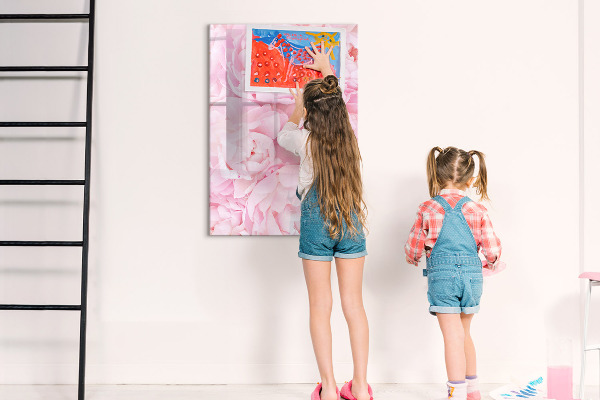 Magnetic dry erase board Floral motif with space for photos