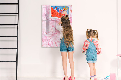 Magnetic dry erase board Floral motif with space for photos