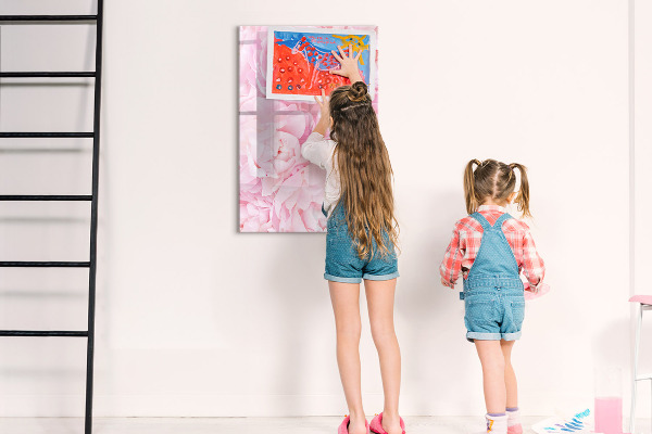 Magnetic dry erase board Floral motif with space for photos