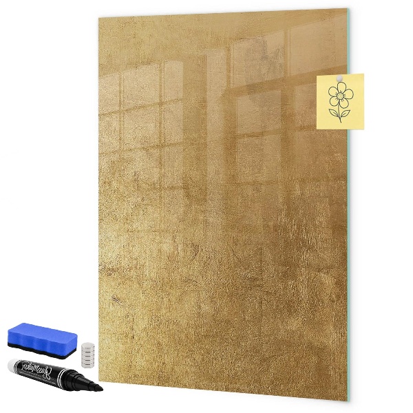 Dry erase board magnetic Gold board for photos and notes