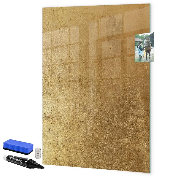Dry erase board magnetic Gold board for photos and notes