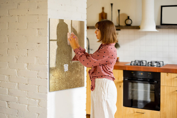 Dry erase board magnetic Gold board for photos and notes