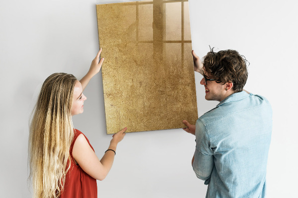 Dry erase board magnetic Gold board for photos and notes