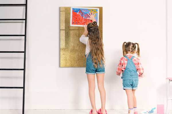 Dry erase board magnetic Gold board for photos and notes