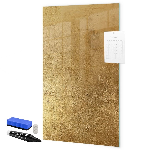Dry erase board magnetic Gold board for photos and notes