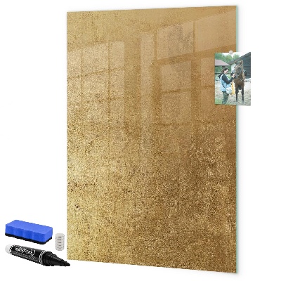 Dry erase board magnetic Gold board for photos and notes