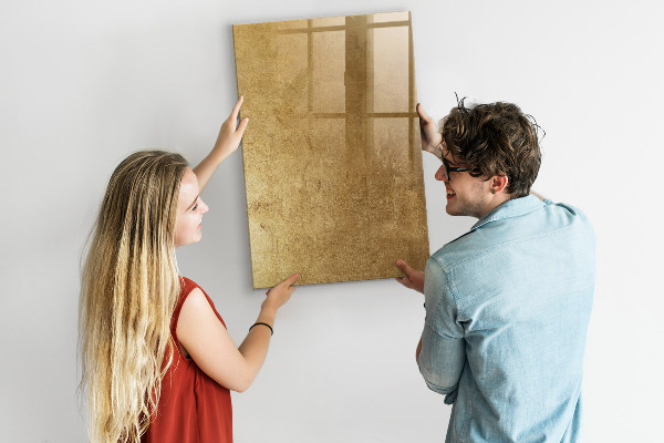 Dry erase board magnetic Gold board for photos and notes