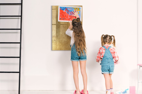 Dry erase board magnetic Gold board for photos and notes