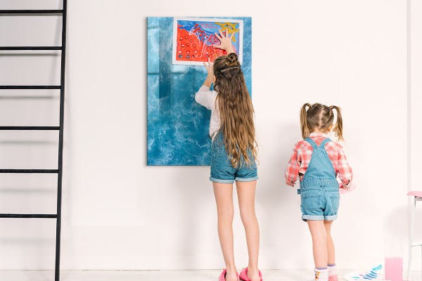 Magnetic dry erase board A colorful board for notes and photos