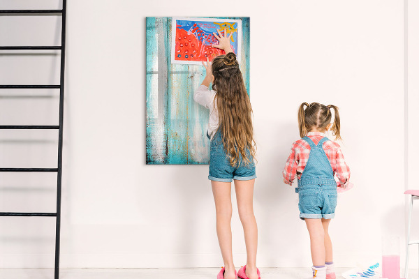 Magnetic dry erase board A colorful board for photos and notes