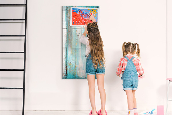Magnetic dry erase board A colorful board for photos and notes
