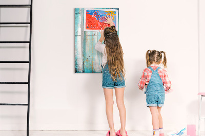 Magnetic dry erase board A colorful board for photos and notes