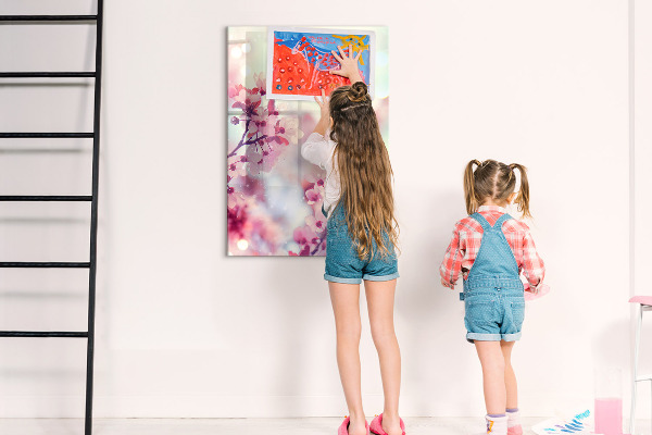 Magnetic dry erase board Floral motif with space for photos