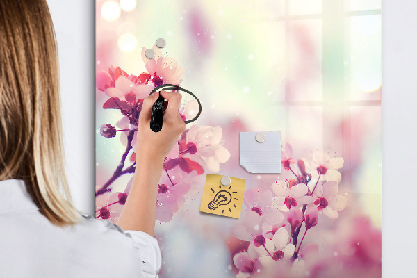 Magnetic dry erase board Floral motif with space for photos