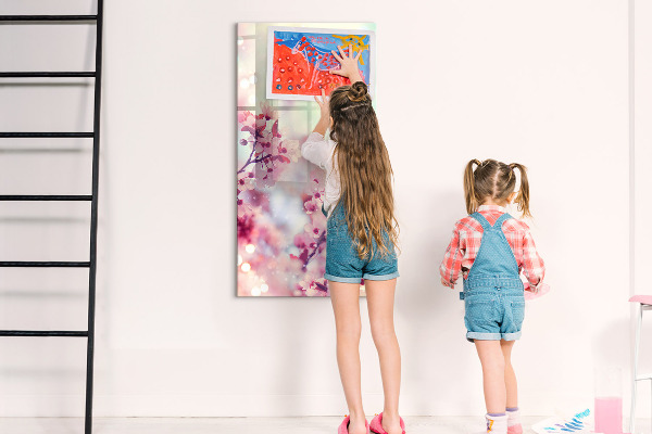 Magnetic dry erase board Floral motif with space for photos