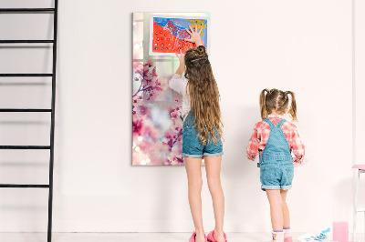 Magnetic dry erase board Floral motif with space for photos