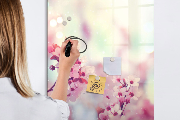 Magnetic dry erase board Floral motif with space for photos