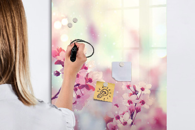 Magnetic dry erase board Floral motif with space for photos