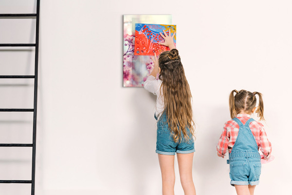 Magnetic dry erase board Floral motif with space for photos