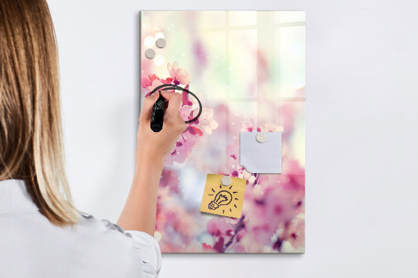 Magnetic dry erase board Floral motif with space for photos