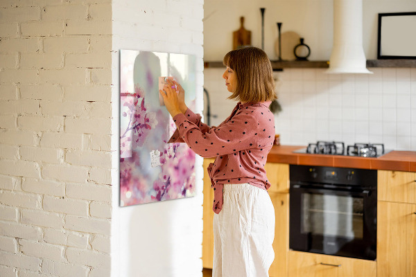 Magnetic dry erase board Floral motif with space for photos