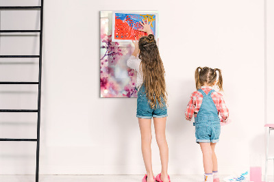 Magnetic dry erase board Floral motif with space for photos