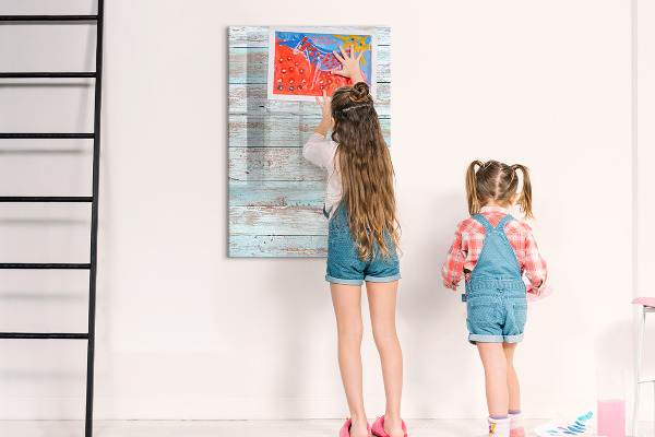 Magnetic dry erase board Decorative photo board in a rustic style