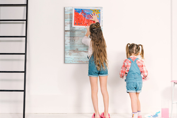 Magnetic dry erase board Decorative photo board in a rustic style