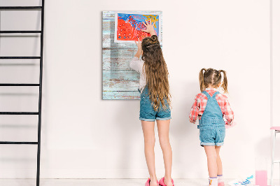 Magnetic dry erase board Decorative photo board in a rustic style