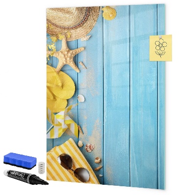Dry erase board magnetic Summer memories on a blue background