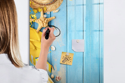 Dry erase board magnetic Summer memories on a blue background