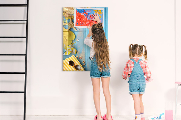 Dry erase board magnetic Summer memories on a blue background