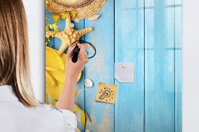 Dry erase board magnetic Summer memories on a blue background