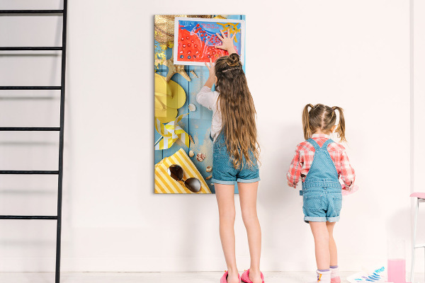 Dry erase board magnetic Summer memories on a blue background