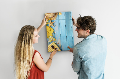 Dry erase board magnetic Summer memories on a blue background