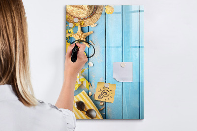 Dry erase board magnetic Summer memories on a blue background