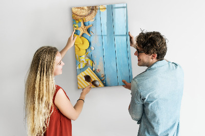 Dry erase board magnetic Summer memories on a blue background