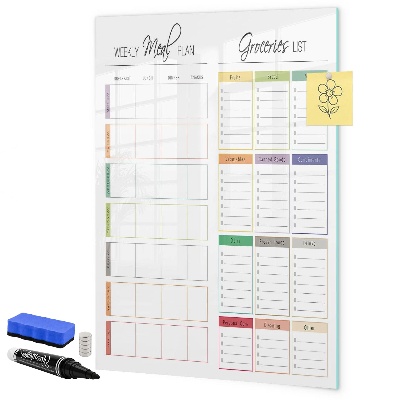 Magnetic dry erase board Weekly meal and shopping plan
