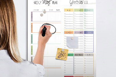 Magnetic dry erase board Weekly meal and shopping plan