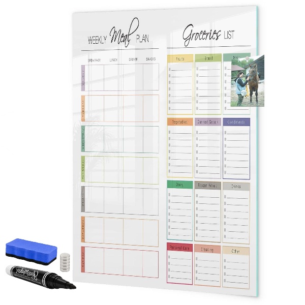 Magnetic dry erase board Weekly meal and shopping plan