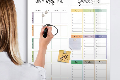 Magnetic dry erase board Weekly meal and shopping plan