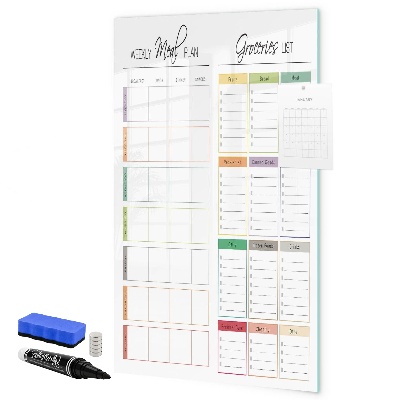 Magnetic dry erase board Weekly meal and shopping plan