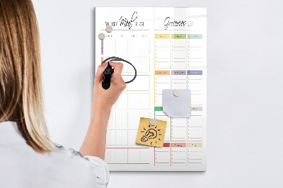Magnetic dry erase board Weekly meal and shopping plan